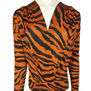 Women's Terracota and Black Zebra Print Long Sleeve Body Suit